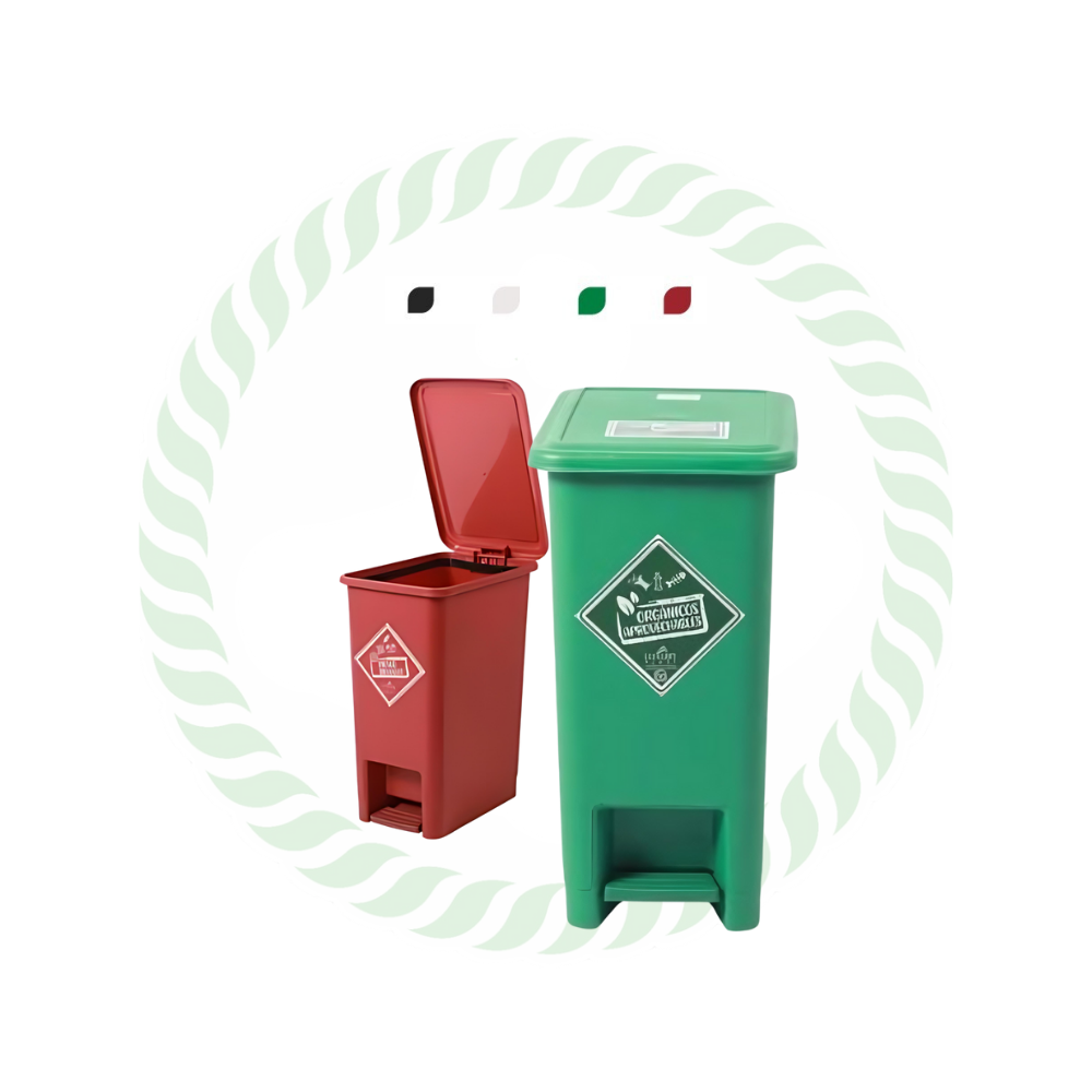 Papelera de 12 litros con tapa tipo pedal y pisa bolsa