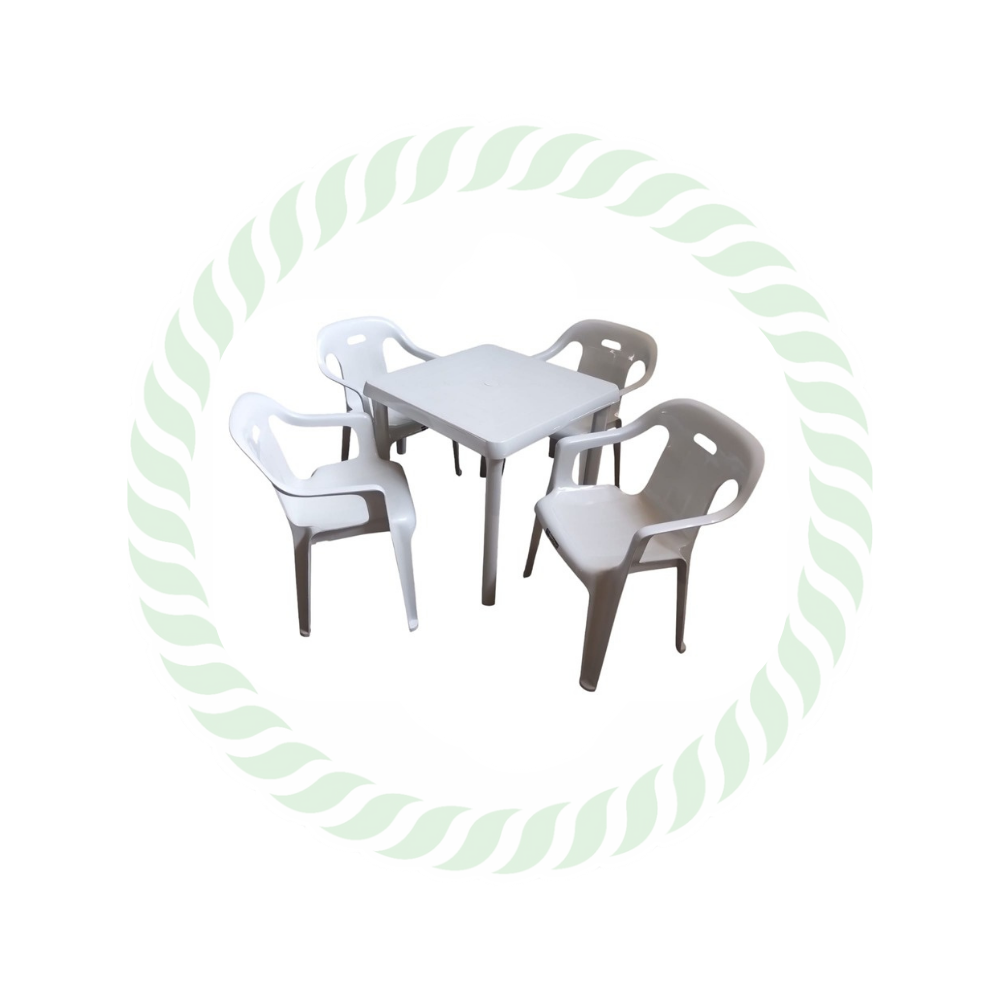 Juego de mesa y sillas con brazos blanco