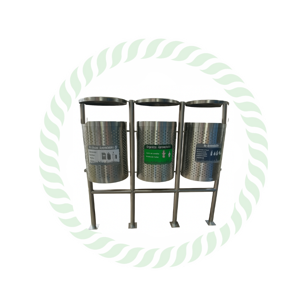 Punto ecológico acero Inoxidable 304 de 3 Puestos con Techo