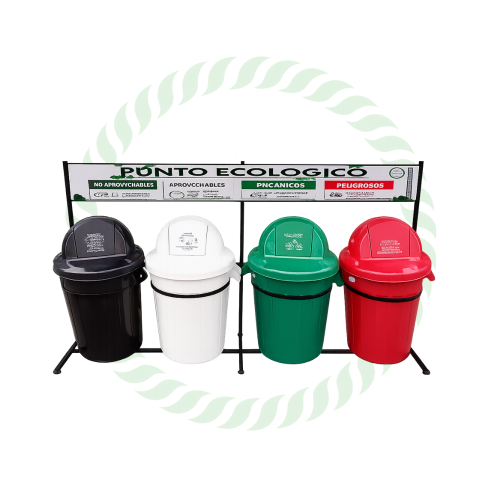 Punto ecológico de 120 litros de 4 puestos tapa push