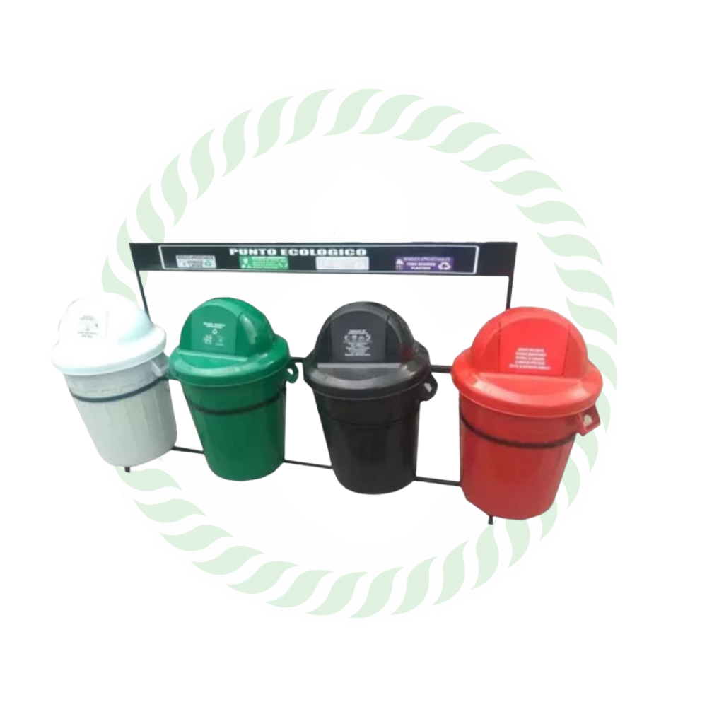 Punto ecológico de 120 litros de 4 puestos tapa push