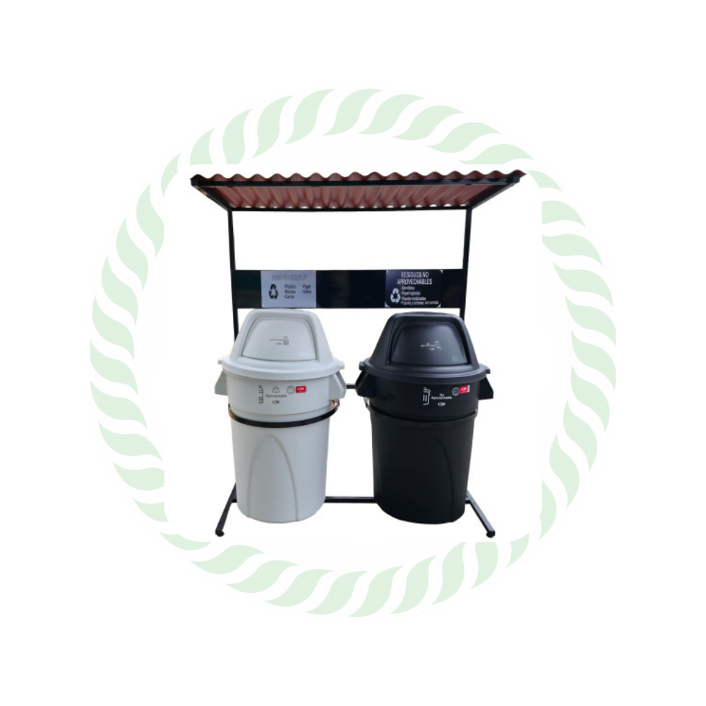 Punto Ecológico con Techo en Teja Plástica de 121 Litros
