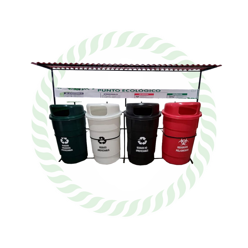 Punto ecológico con techo de 208 litros