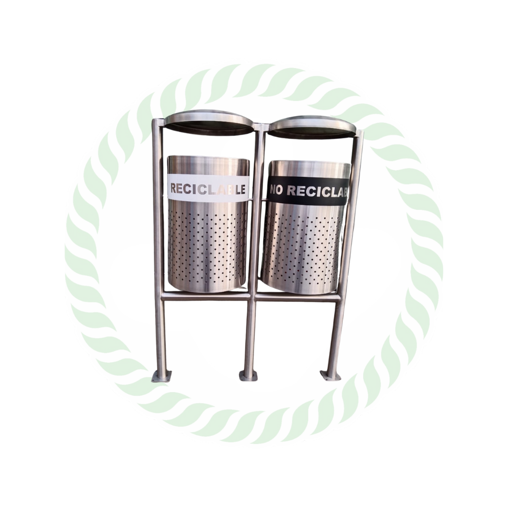 Punto ecológico de 2 puestos en acero inoxidable – 75 LTS