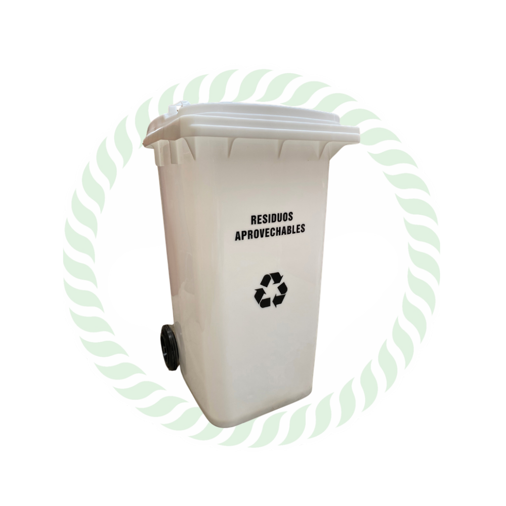 Contenedor con ruedas de 120 litros color blanco