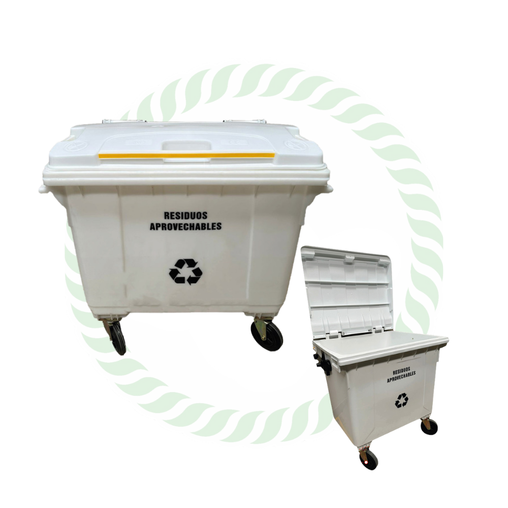 Contenedor de 660 litros blanco con ruedas